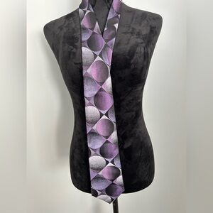 Murano Italia Silk Tie – Purple & Black Geometric Circle Print – Made in Italy